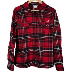 Columbia Womens University of Alabama Red & Black Plaid Long Sleeved Shirt Sz XL